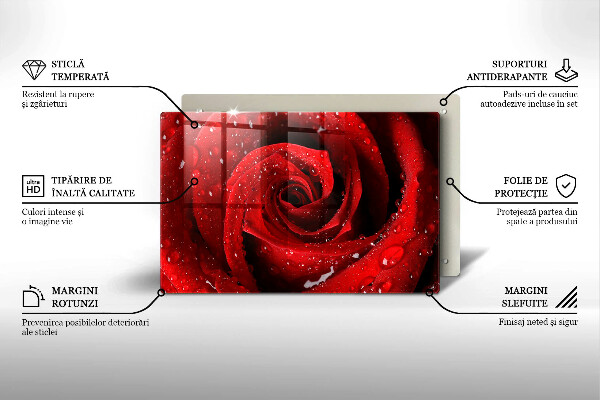 Skärbräda glas modern Rosen blomblad