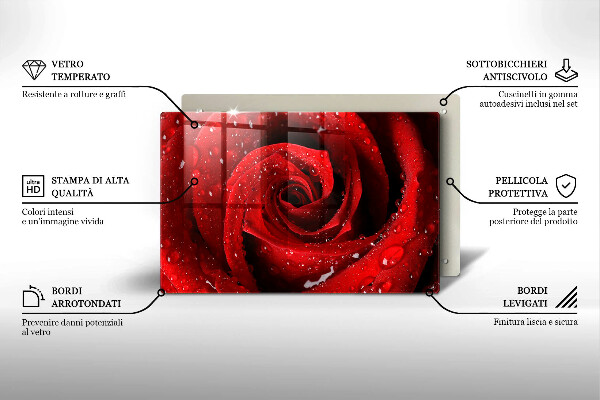 Skärbräda glas modern Rosen blomblad