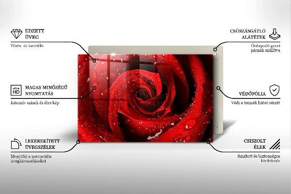Skärbräda glas modern Rosen blomblad
