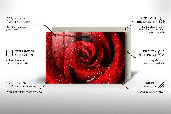 Skärbräda glas modern Rosen blomblad