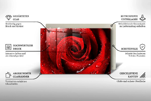 Skärbräda glas modern Rosen blomblad