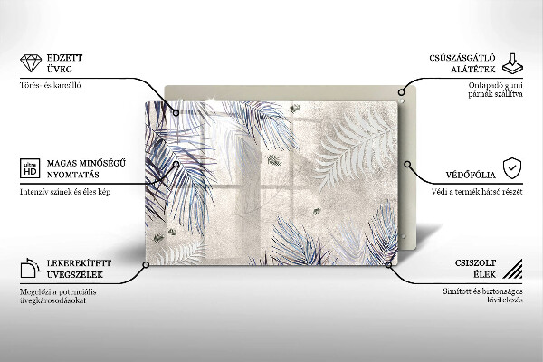 Skärbräda glas modern Subtila blad