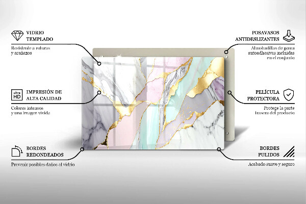 Skärbräda glas modern Pastell marmor