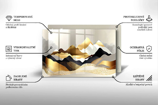 Skärbräda glas modern Abstrakta gyllene berg