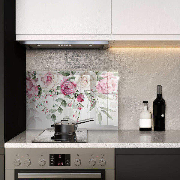 Skärbräda glas modern Akvarell rosor