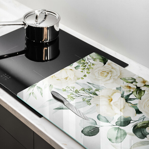 Skärbräda glas modern Akvarell blommor