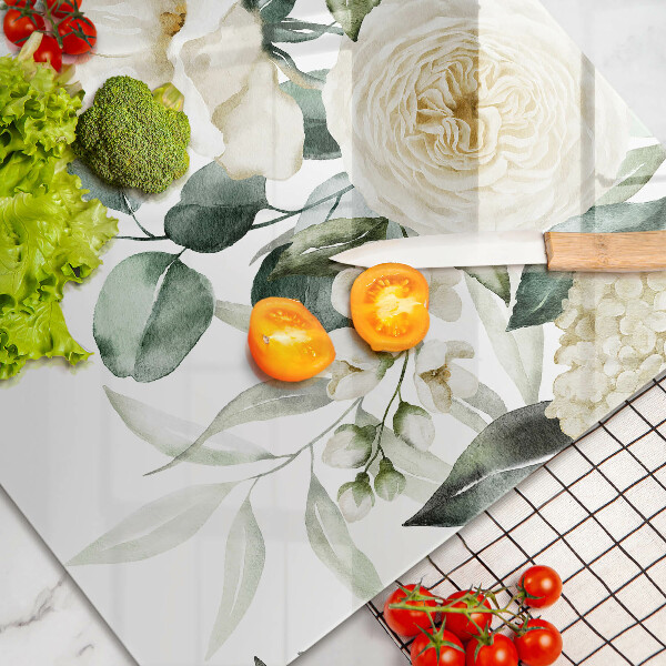 Skärbräda glas modern Akvarell blommor