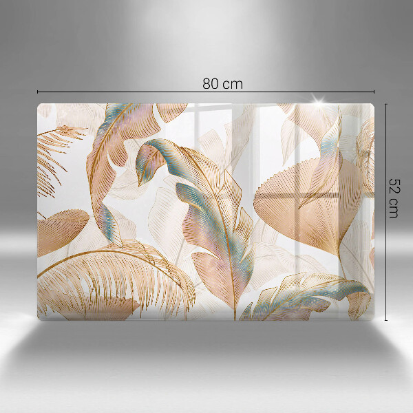 Skärbräda glas modern Boho fjädrar och löv