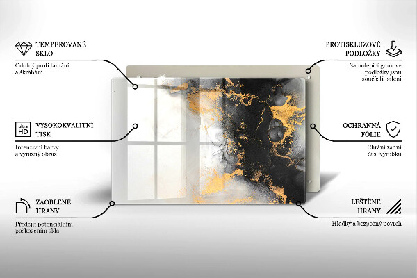 Skärbräda glas modern Abstraktion med guld