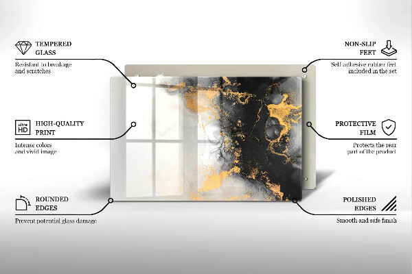 Skärbräda glas modern Abstraktion med guld