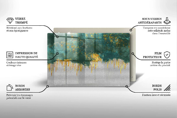 Skärbräda glas modern Abstraktion med guld