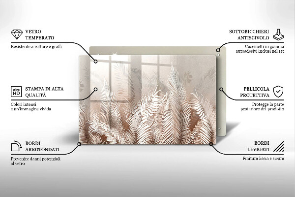 Skärbräda glas modern Boho lämnar växter