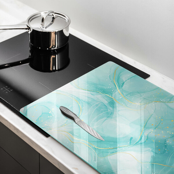 Skärbräda glas modern Blå och guld abstraktion