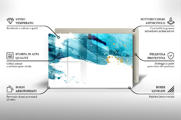 Skärbräda glas modern Blå fläckar