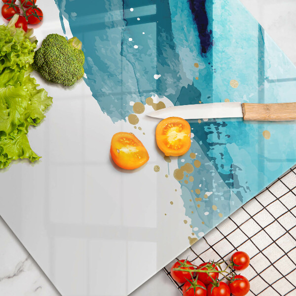 Skärbräda glas modern Blå fläckar