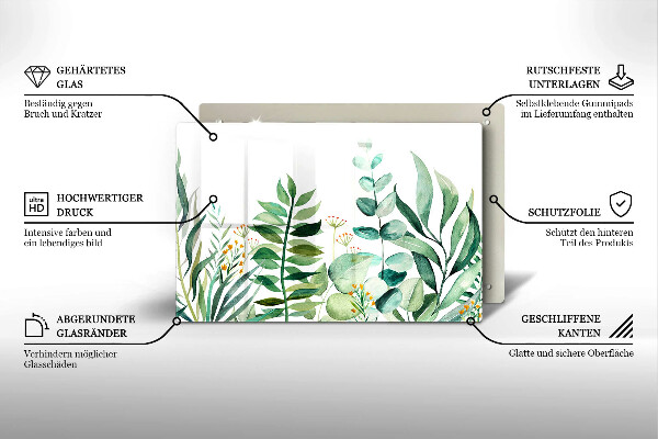 Skärbräda glas modern Illustration av växtblad