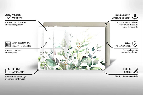 Skärbräda glas modern Akvarellväxter