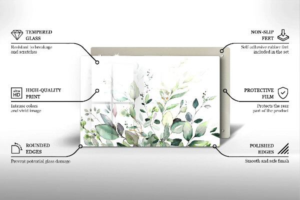 Skärbräda glas modern Akvarellväxter