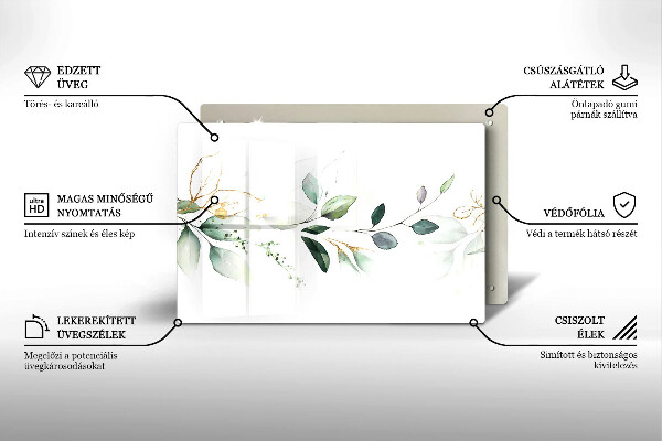 Skärbräda glas modern Akvarell blad