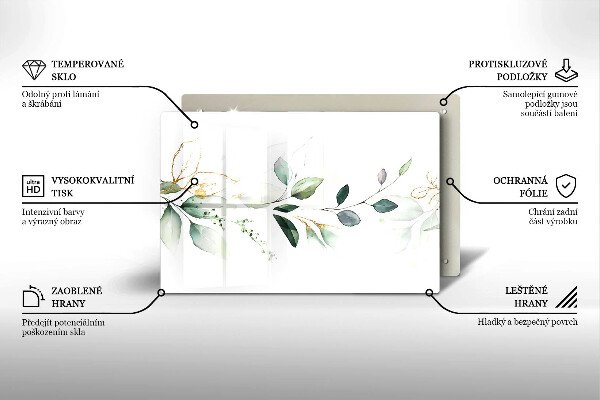 Skärbräda glas modern Akvarell blad