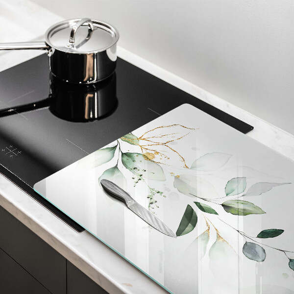 Skärbräda glas modern Akvarell blad