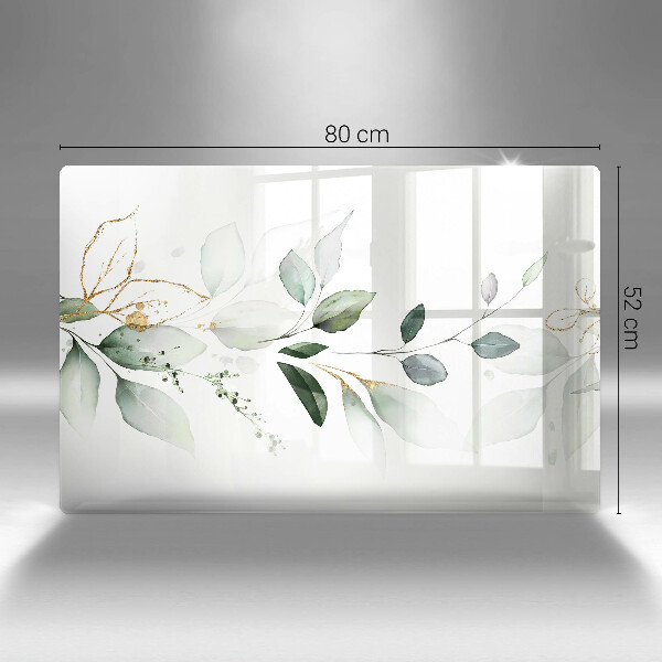 Skärbräda glas modern Akvarell blad