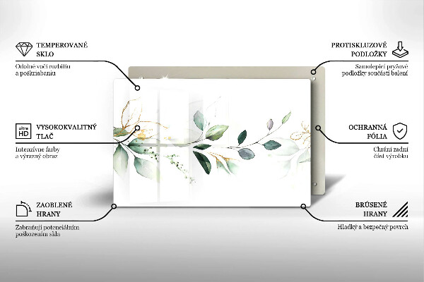 Skärbräda glas modern Akvarell blad