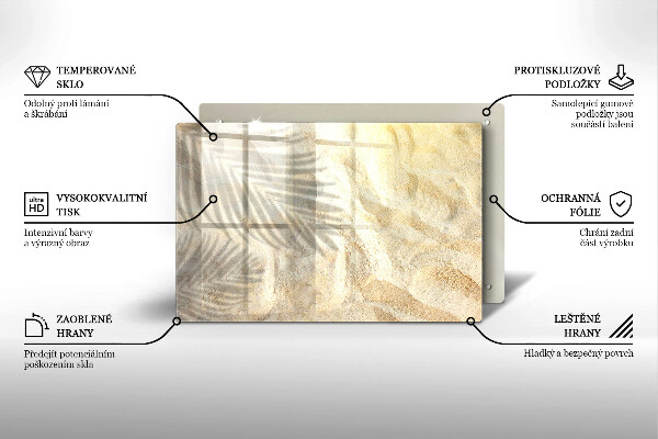 Skärbräda glas modern Palmblad och sand
