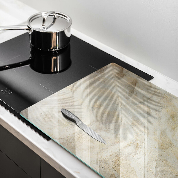 Skärbräda glas modern Palmblad och sand