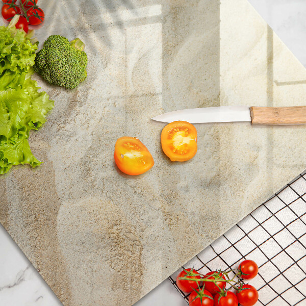 Skärbräda glas modern Palmblad och sand