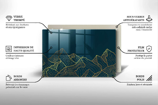 Skärbräda glas modern Abstrakta berg