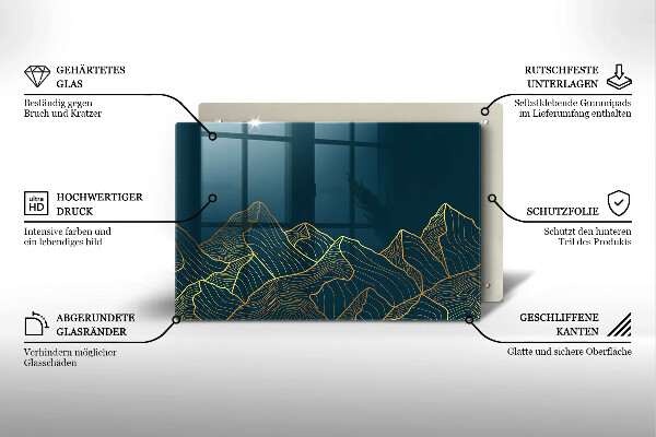 Skärbräda glas modern Abstrakta berg