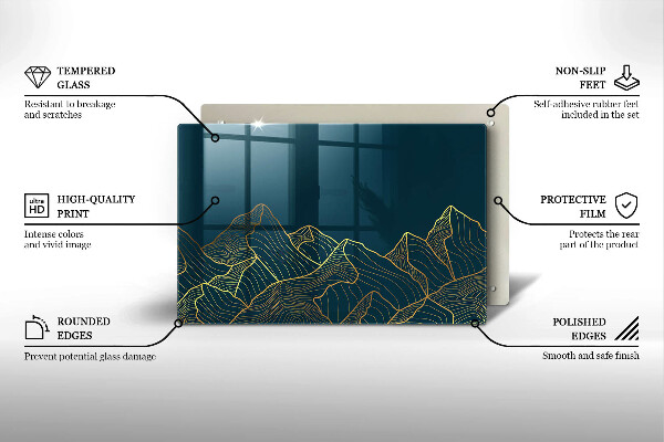 Skärbräda glas modern Abstrakta berg
