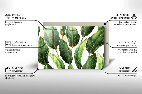 Skärbräda glas modern Bananblad