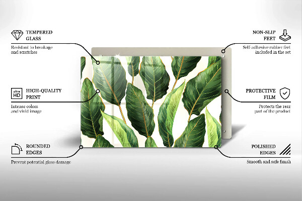 Skärbräda glas modern Bananblad