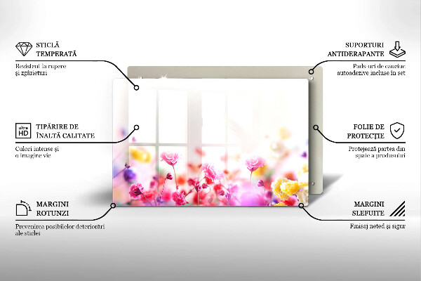 Skärbräda glas modern Äng av blommor