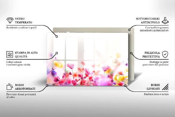 Skärbräda glas modern Äng av blommor