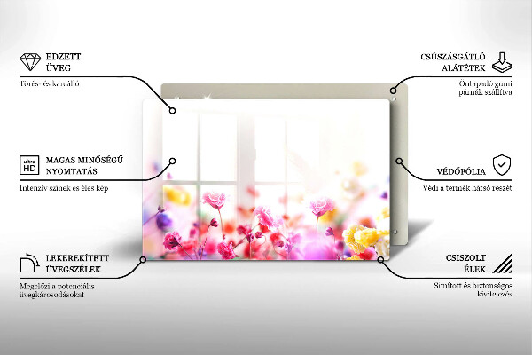 Skärbräda glas modern Äng av blommor
