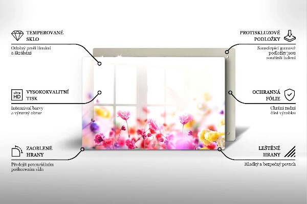 Skärbräda glas modern Äng av blommor