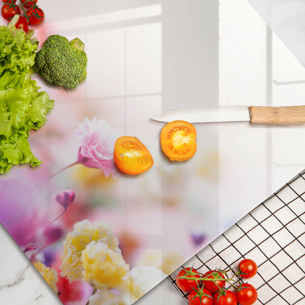 Skärbräda glas modern Äng av blommor