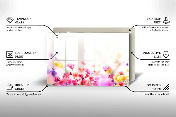Skärbräda glas modern Äng av blommor
