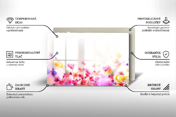 Skärbräda glas modern Äng av blommor