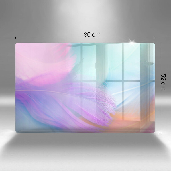 Skärbräda glas modern Pastellfjädrar