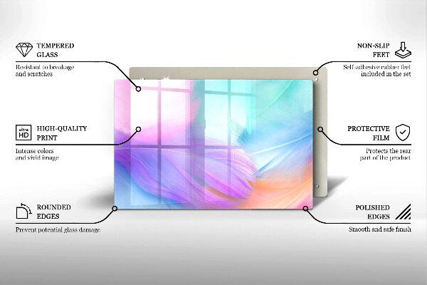 Skärbräda glas modern Pastellfjädrar