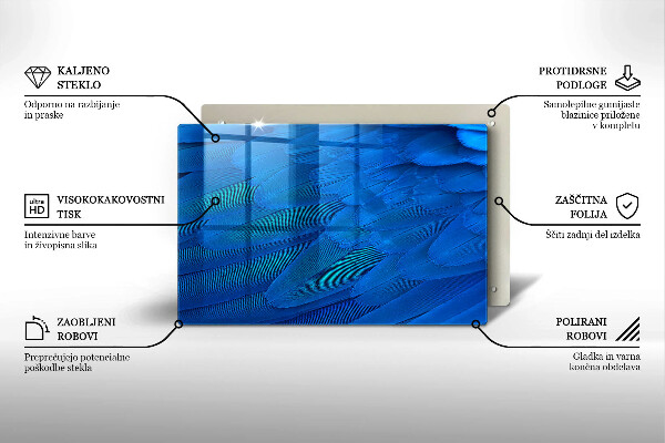 Skärbräda glas modern Fågelfjädrar