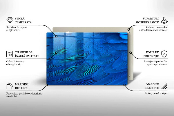 Skärbräda glas modern Fågelfjädrar