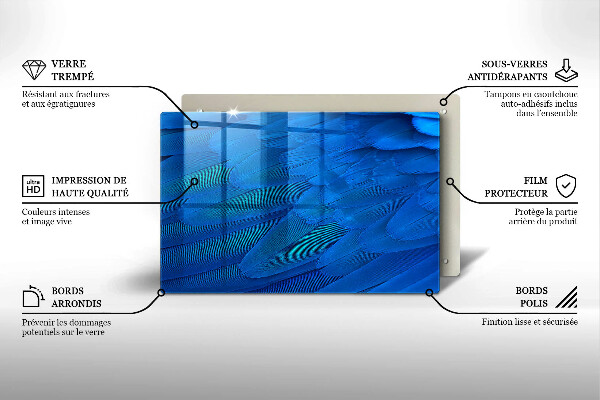Skärbräda glas modern Fågelfjädrar