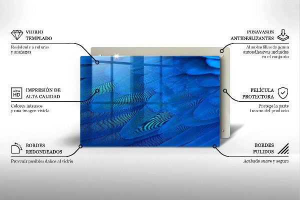 Skärbräda glas modern Fågelfjädrar
