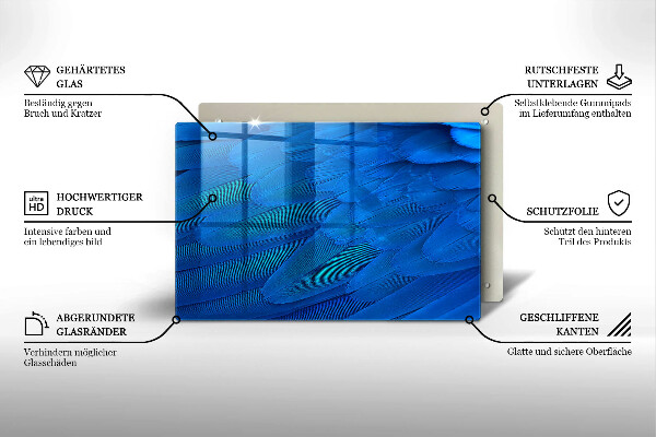 Skärbräda glas modern Fågelfjädrar