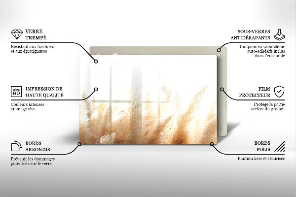 Skärbräda glas modern Pampas gräs